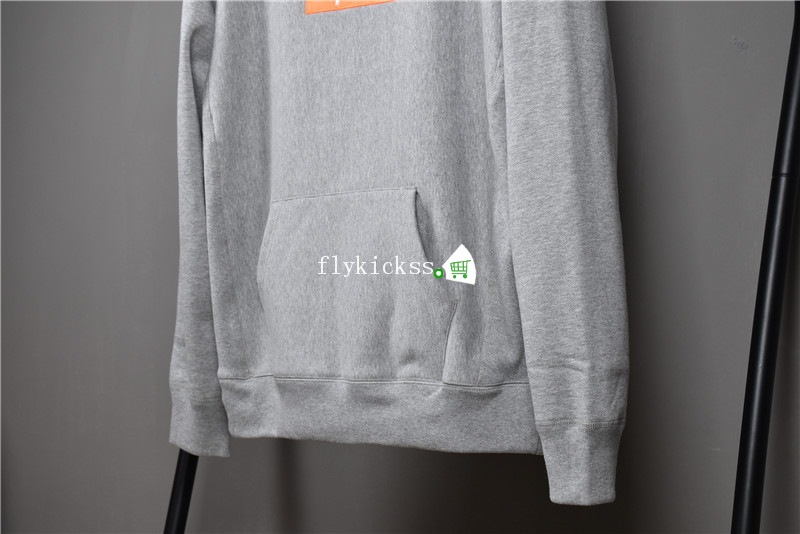 Supreme Grey Hoodie With Orange Box Logo